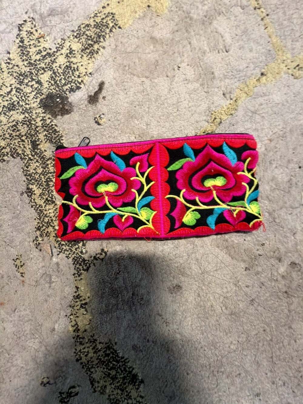 Hmong Handmade Embroidered Floral Zipper Coin Purse